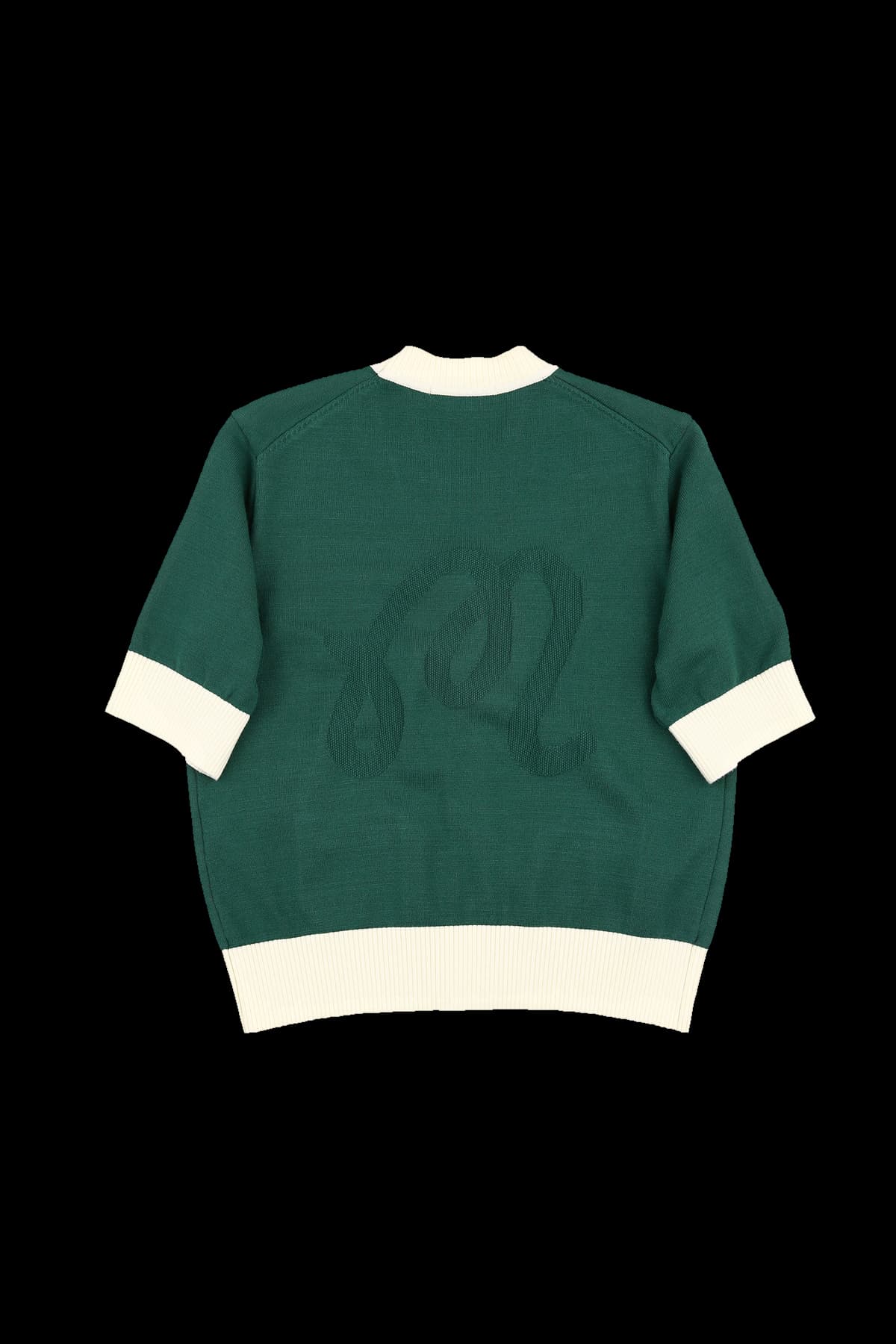 배색 반팔 가디건