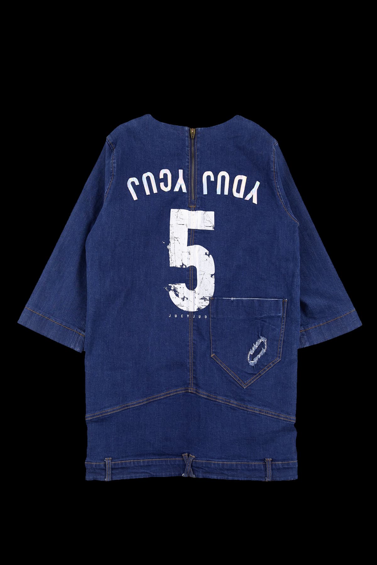 홀로그램 로고 데님 원피스