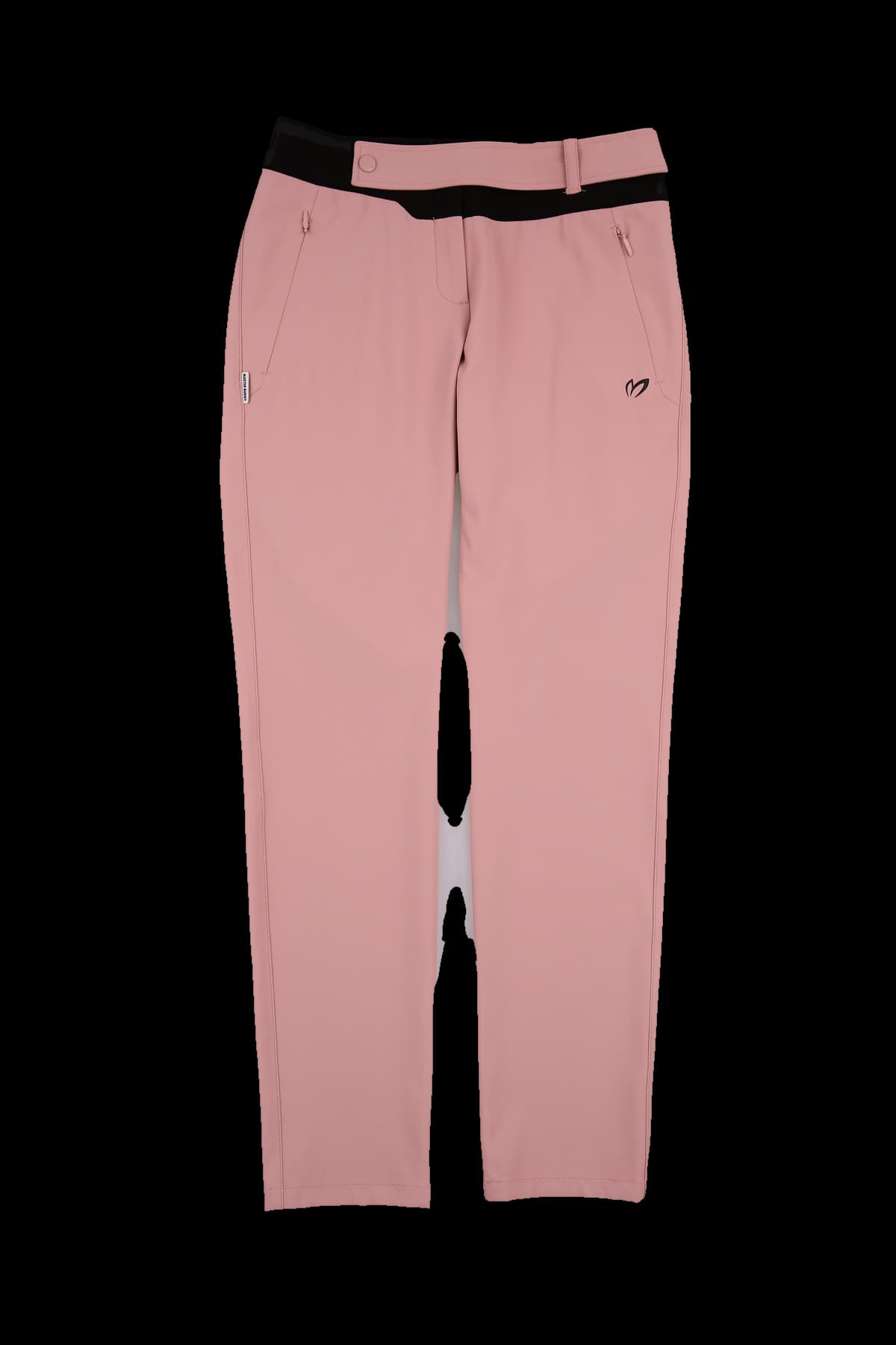 배색 벨티드 스트레이트 팬츠