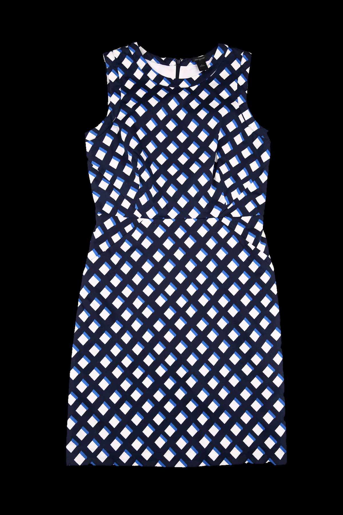 스퀘어 패턴 슬리브리스 원피스