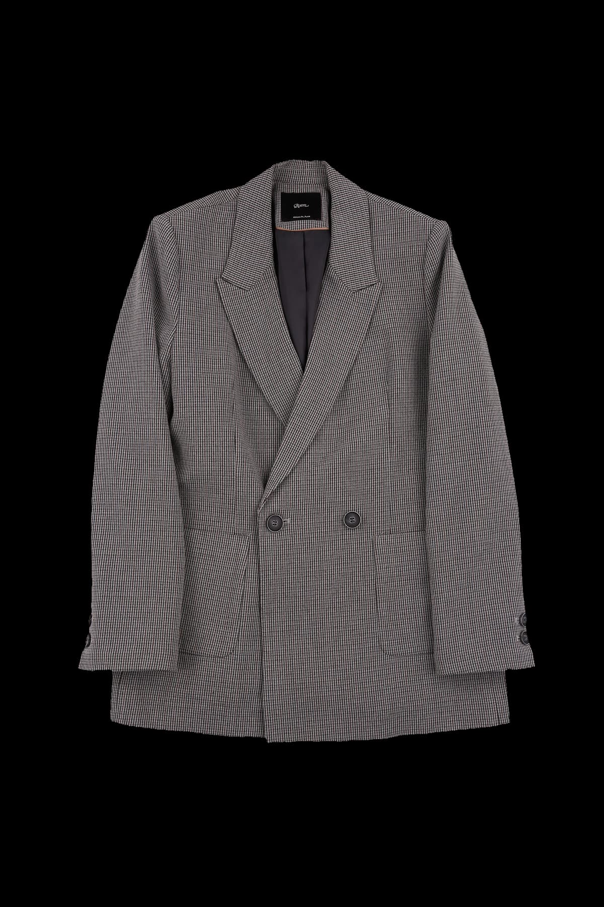 투버튼 체크 자켓