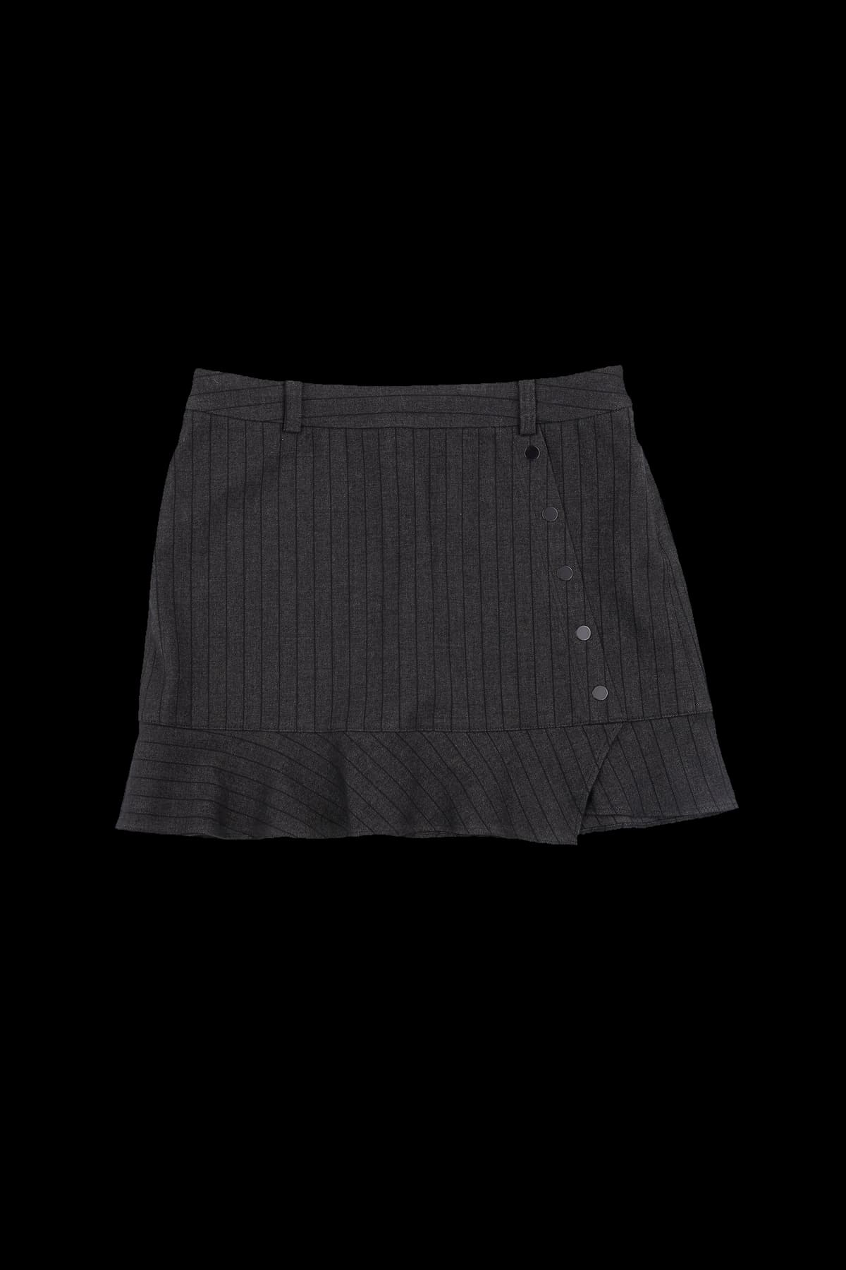 스트라이프 버튼 스커트