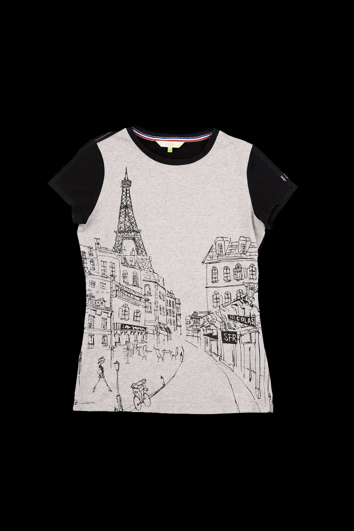 배색 프린팅 반팔 티셔츠