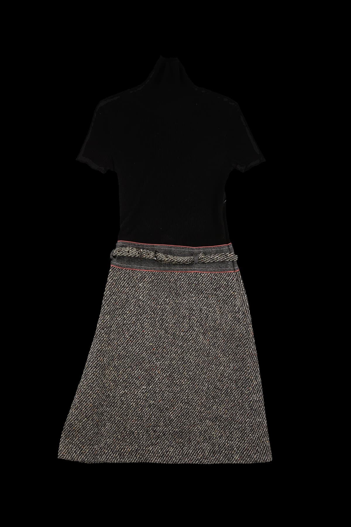 니트 트위드 반팔 원피스