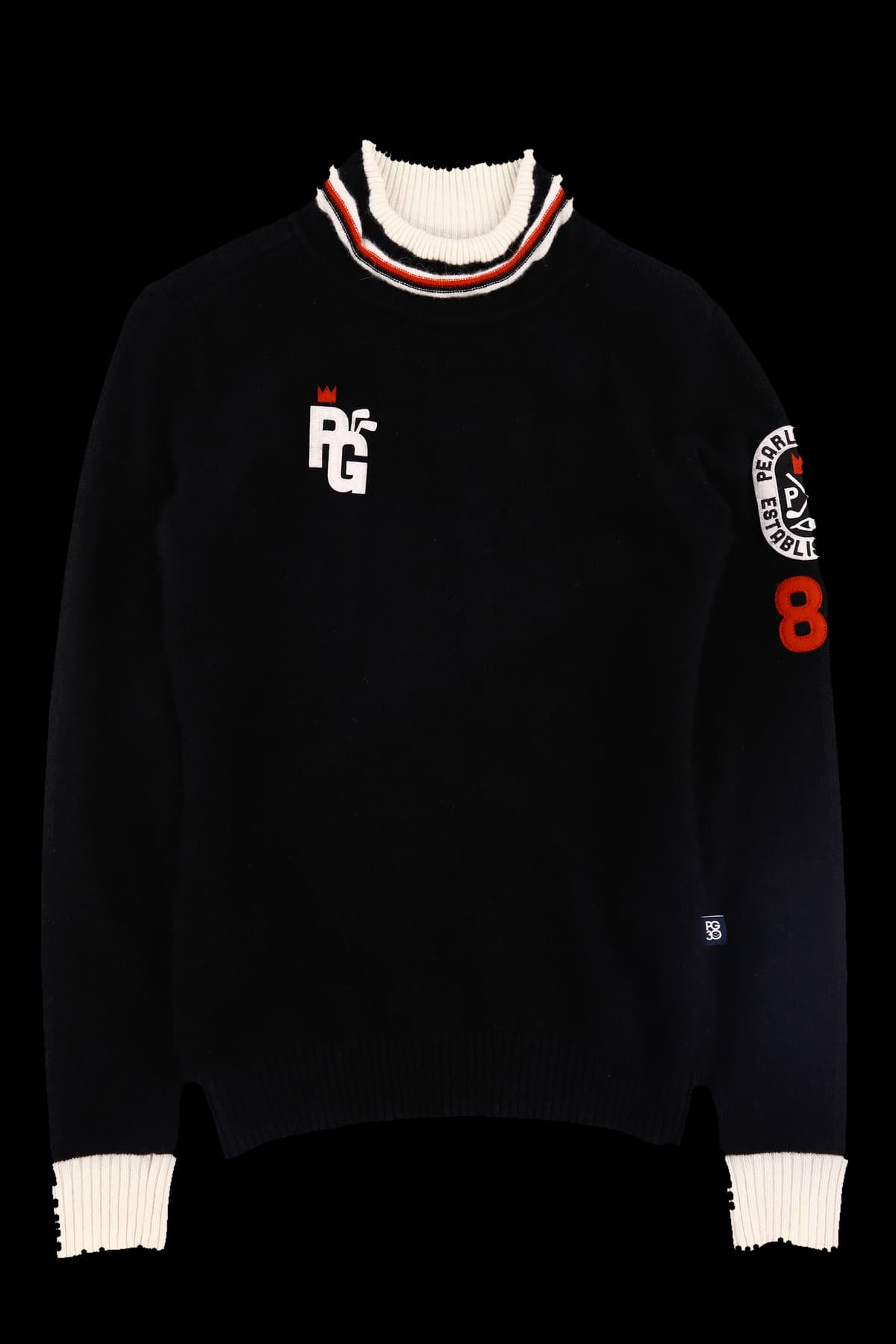 배색 터틀넥 니트