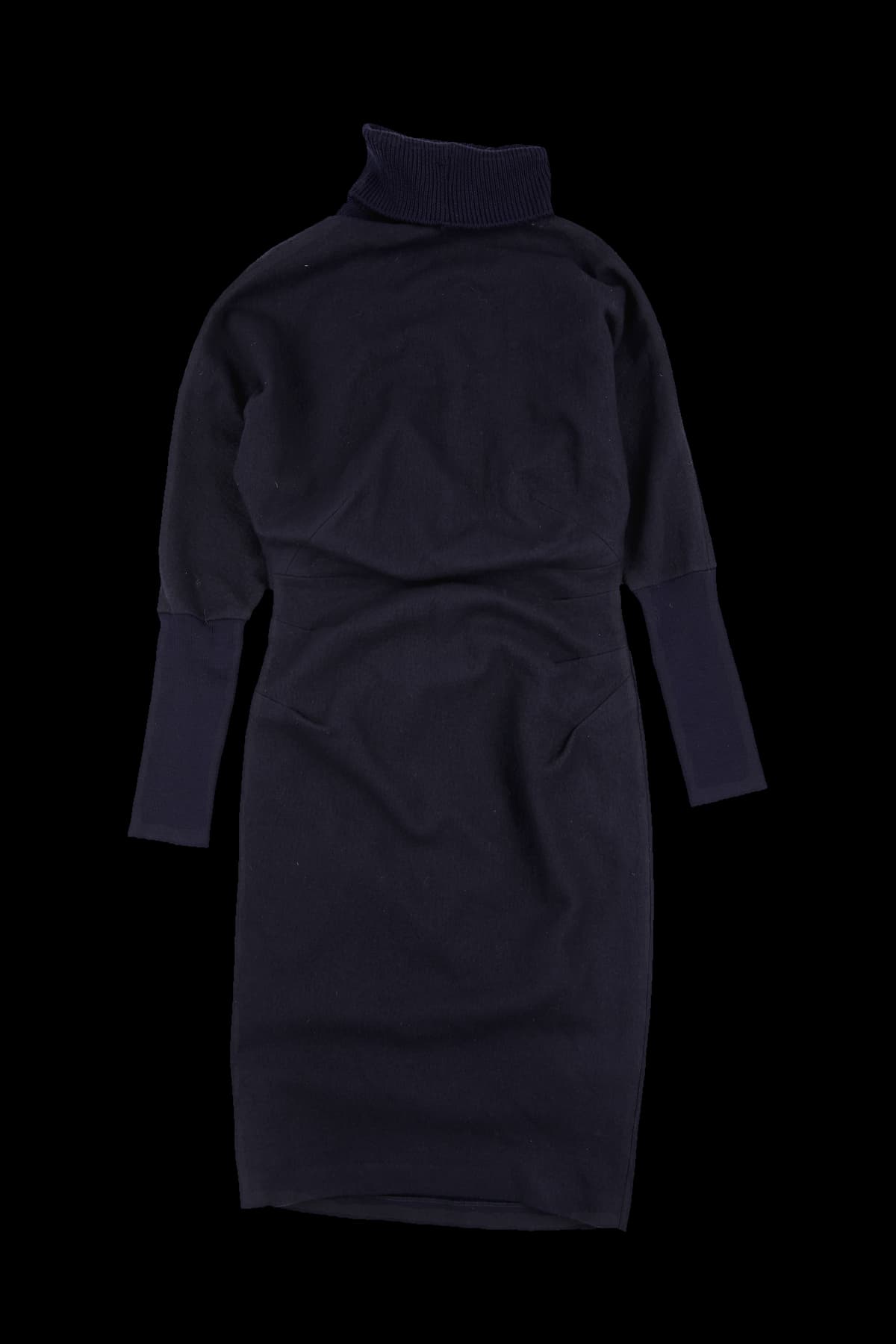 울 니트 믹스 터틀넥 원피스