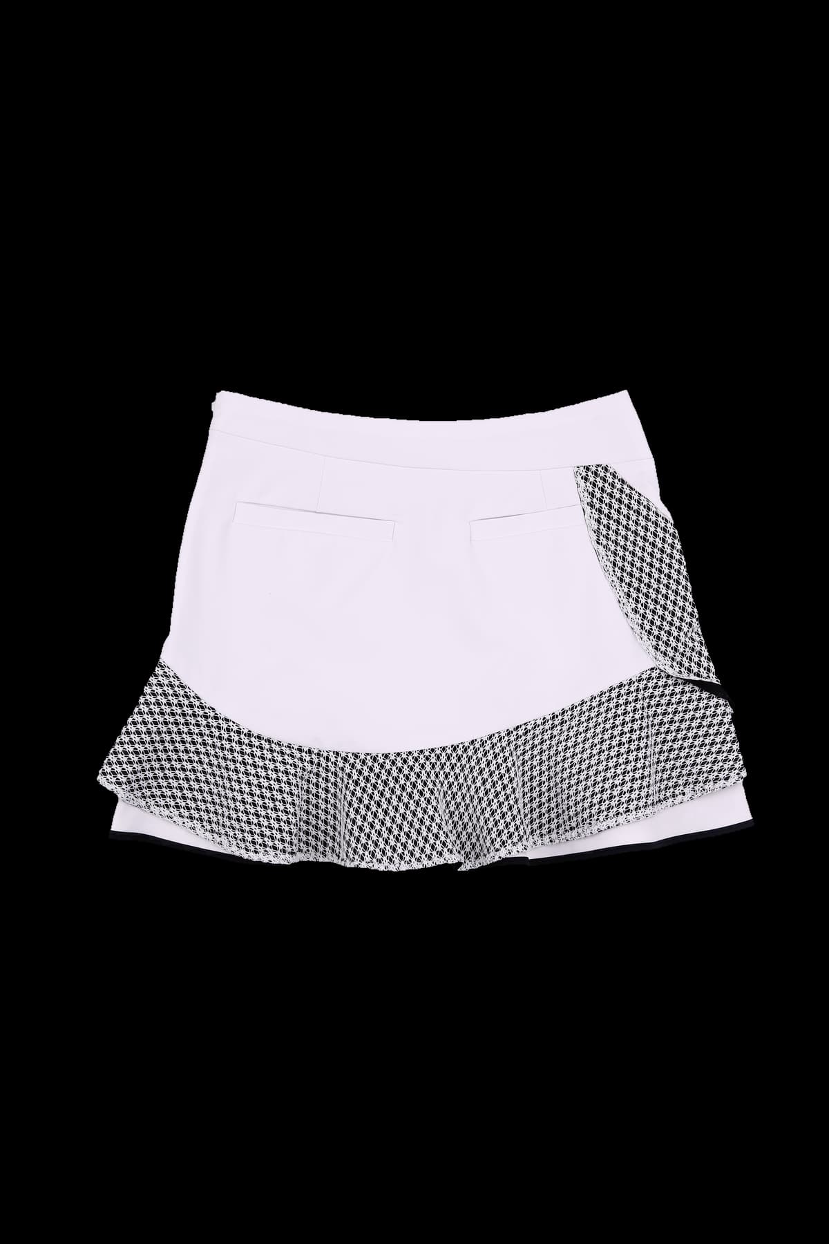 레이스 배색 플레어 스커트