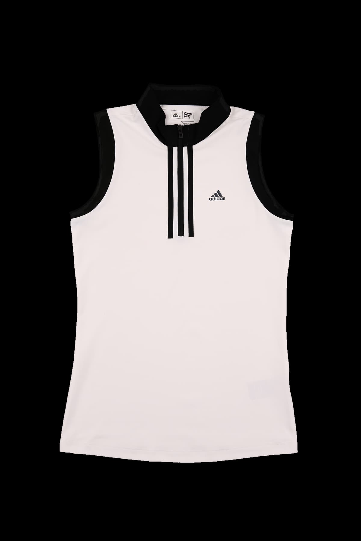 하프 집업 슬리브리스 티셔츠