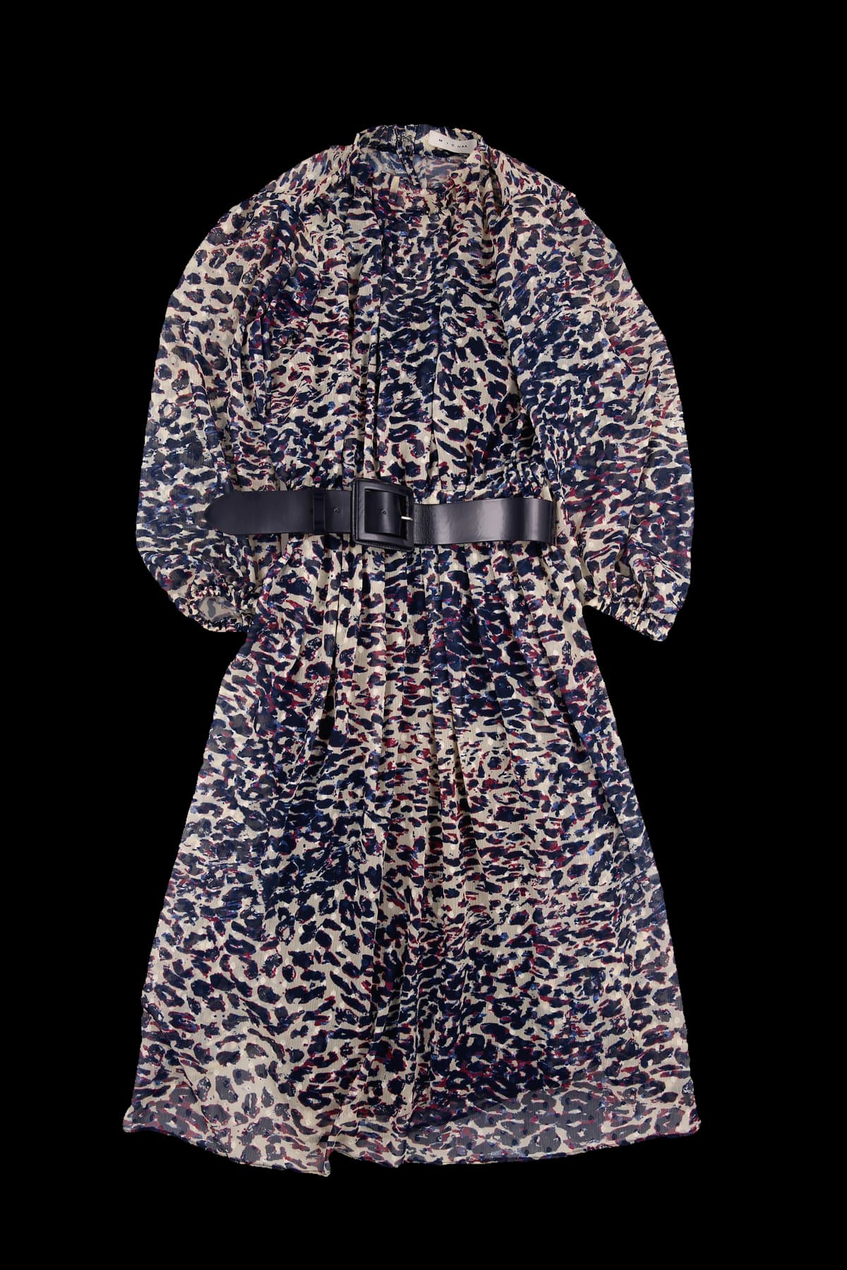 패턴 플레어 롱 원피스