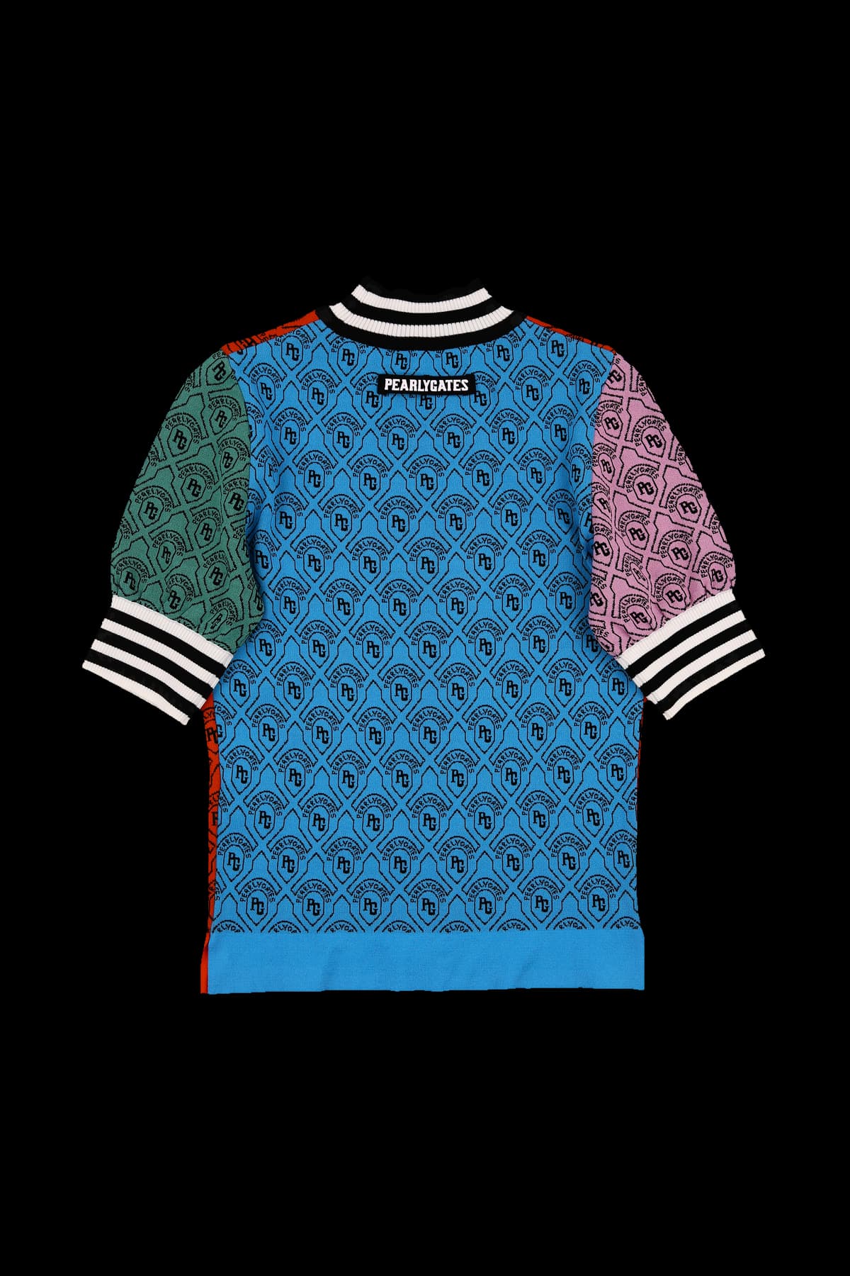 배색 로고 프린트 니트 반팔