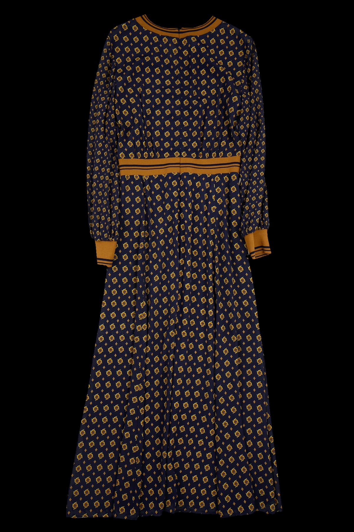 패턴 긴팔 롱 원피스