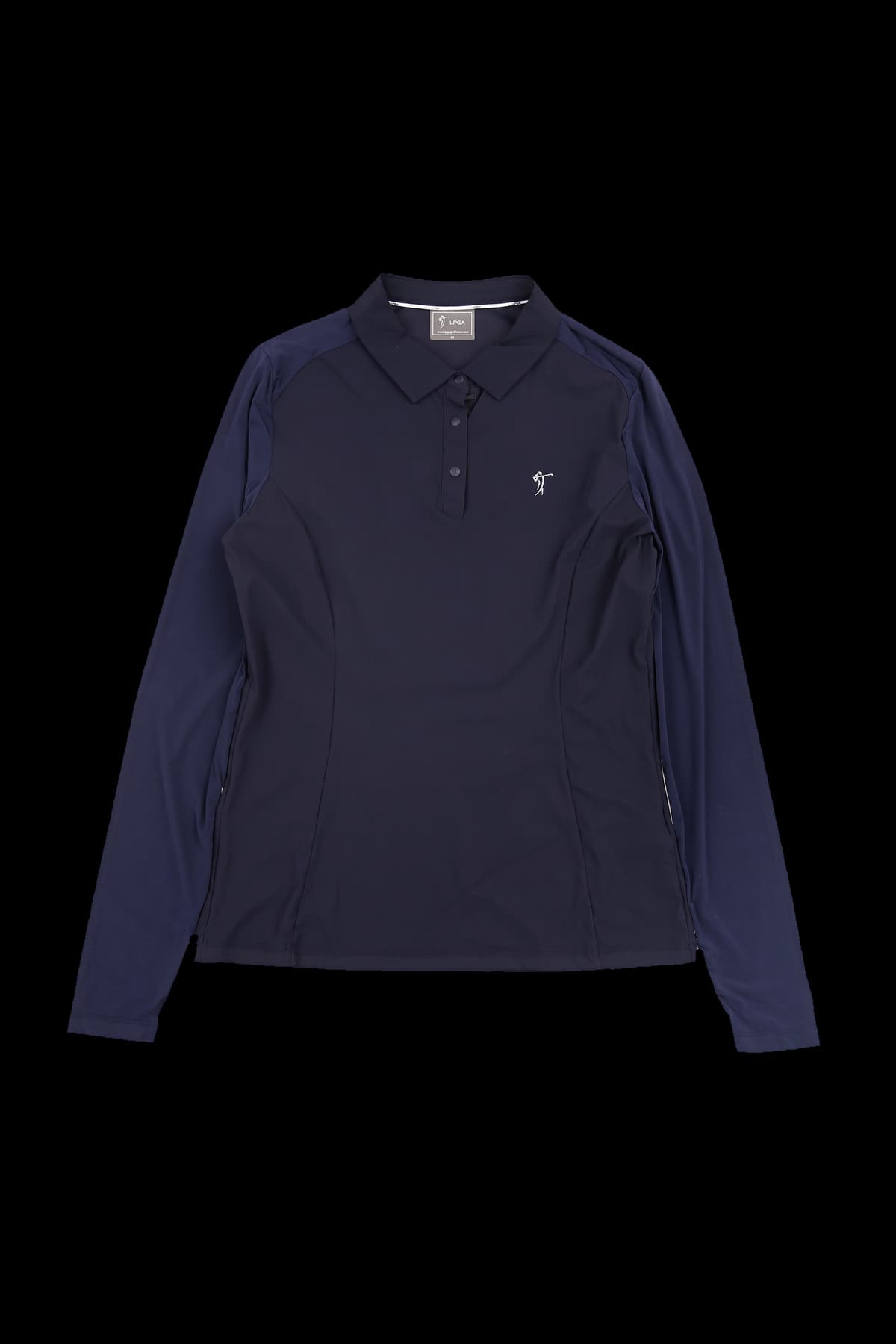 절개 라인 카라 긴팔 티셔츠