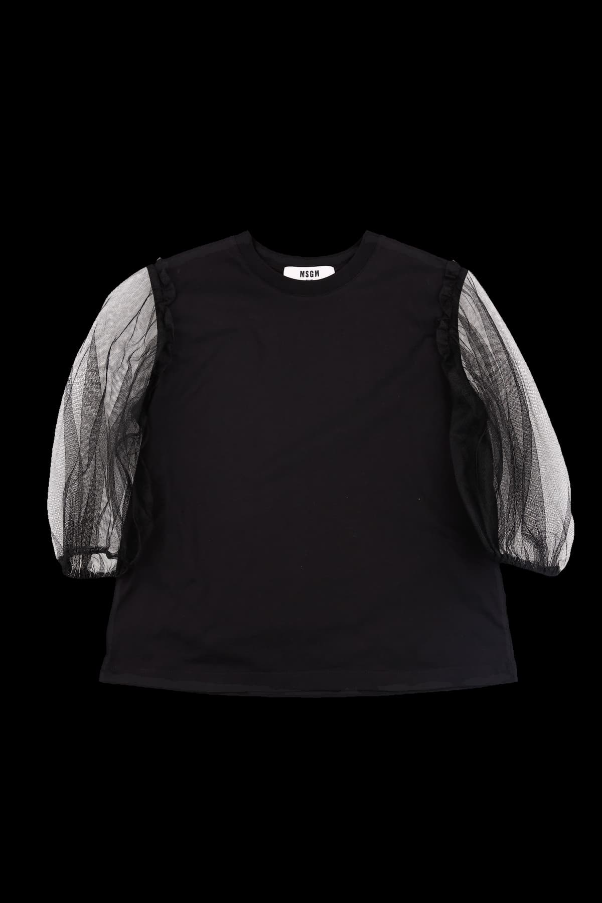 망사 소매 반팔티