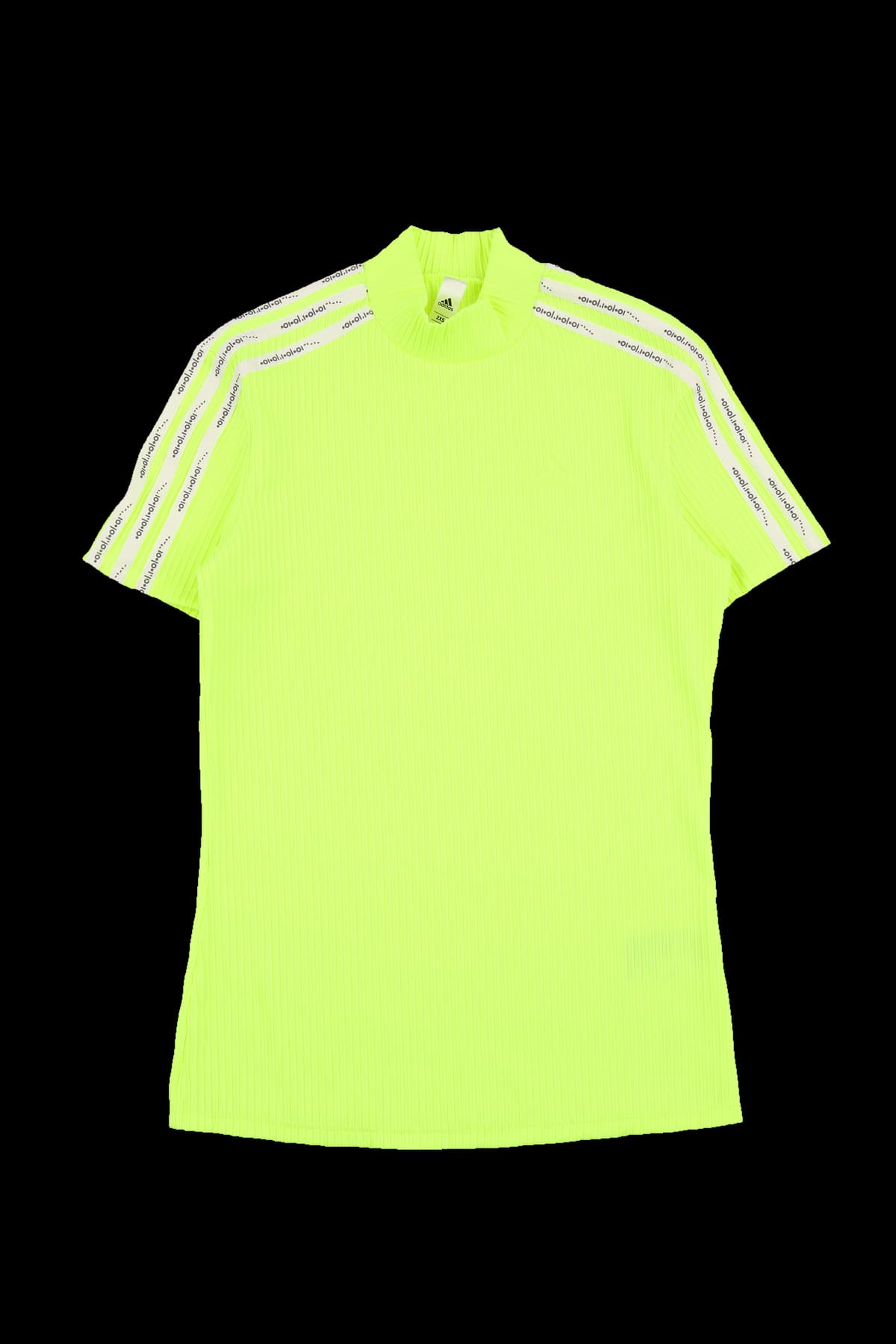 로고 하프넥 골지 반팔 티셔츠