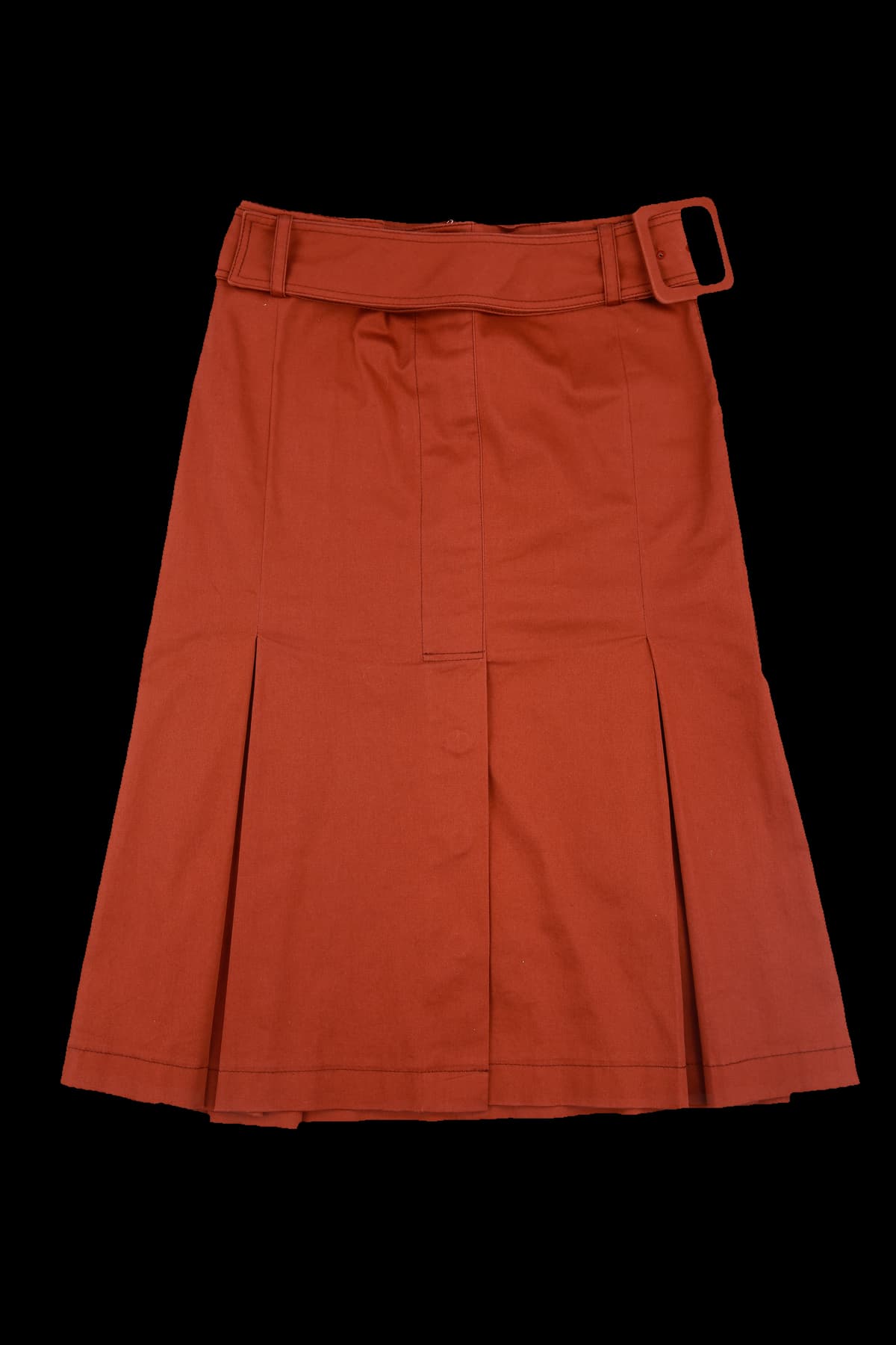 버건디 벨티드 스커트