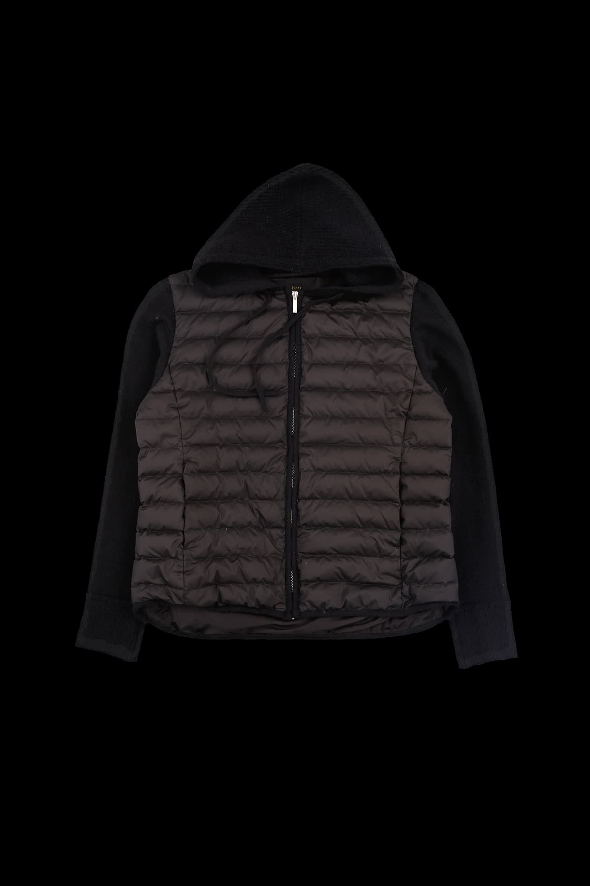 니트 소매 패딩 후드점퍼