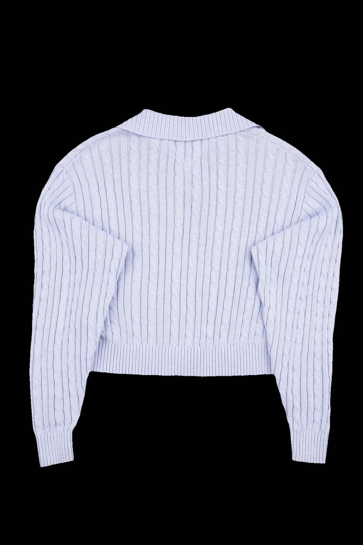 긴팔 카라 크롭니트