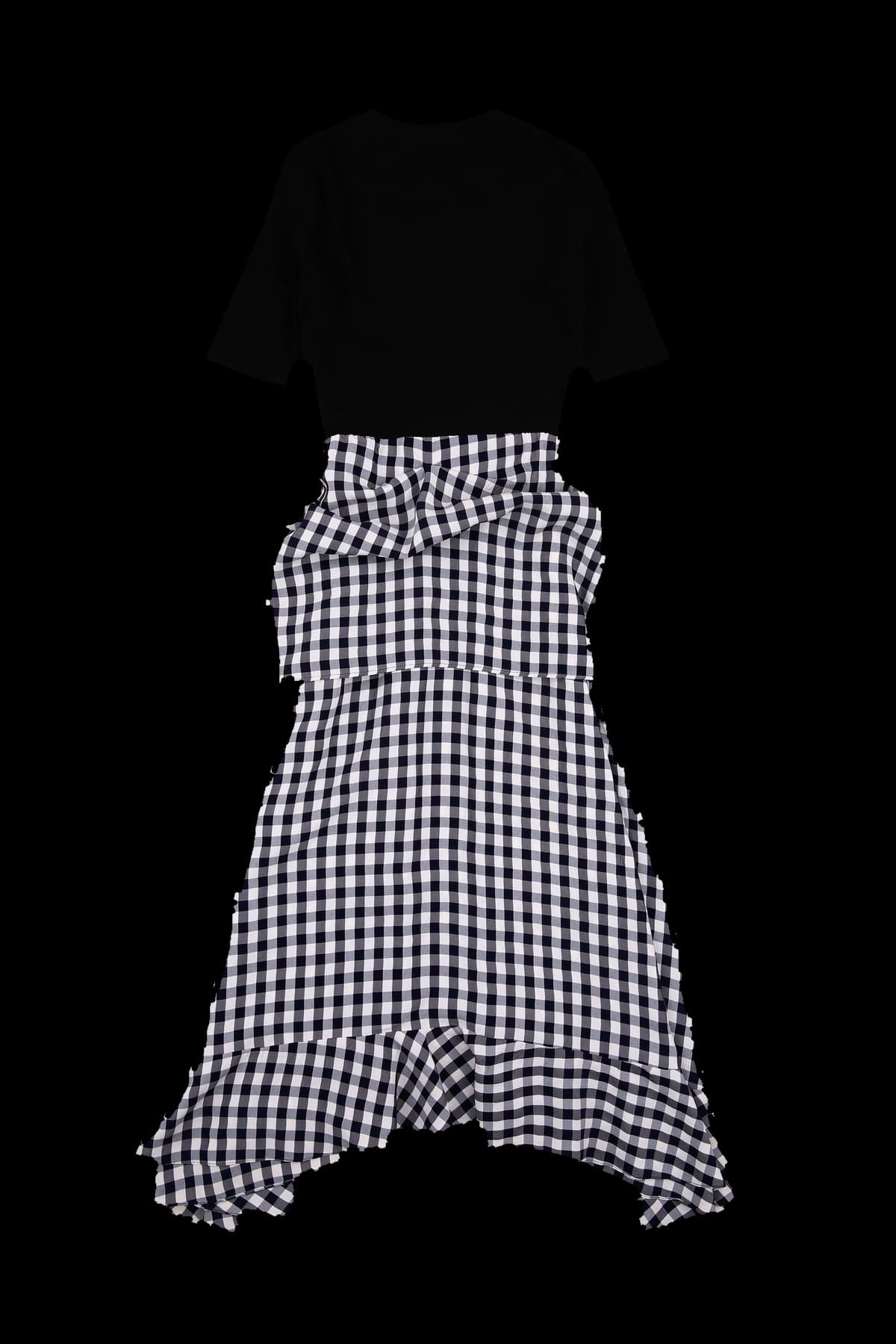 스캘럽 헴 체크 원피스