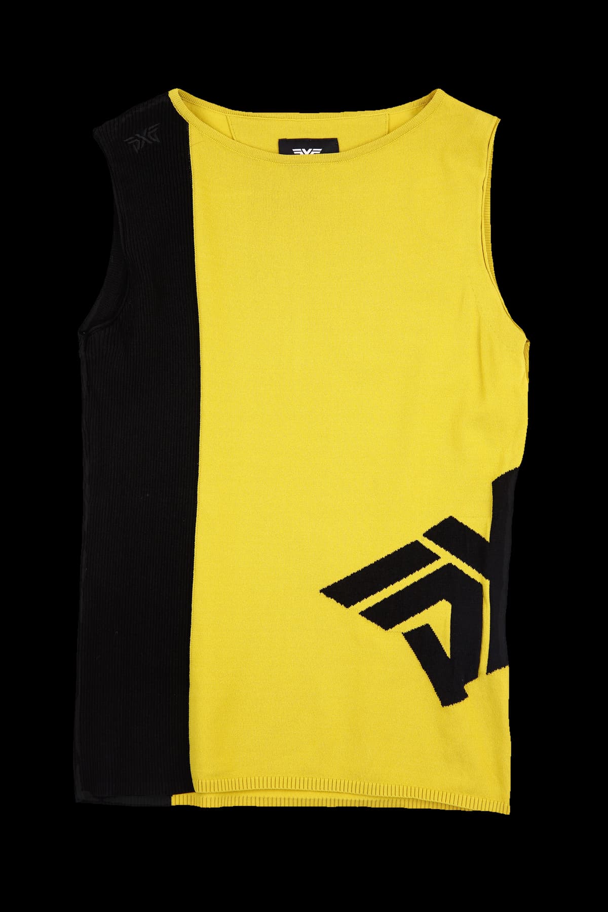 배색 민소매 니트