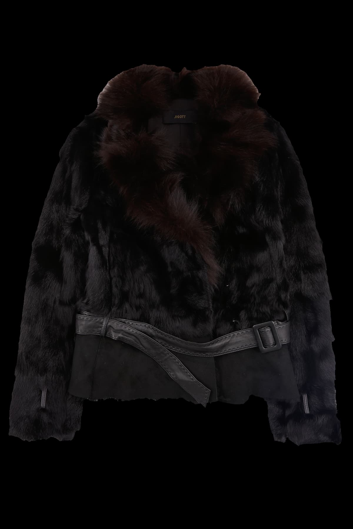 여우털 벨트 자켓