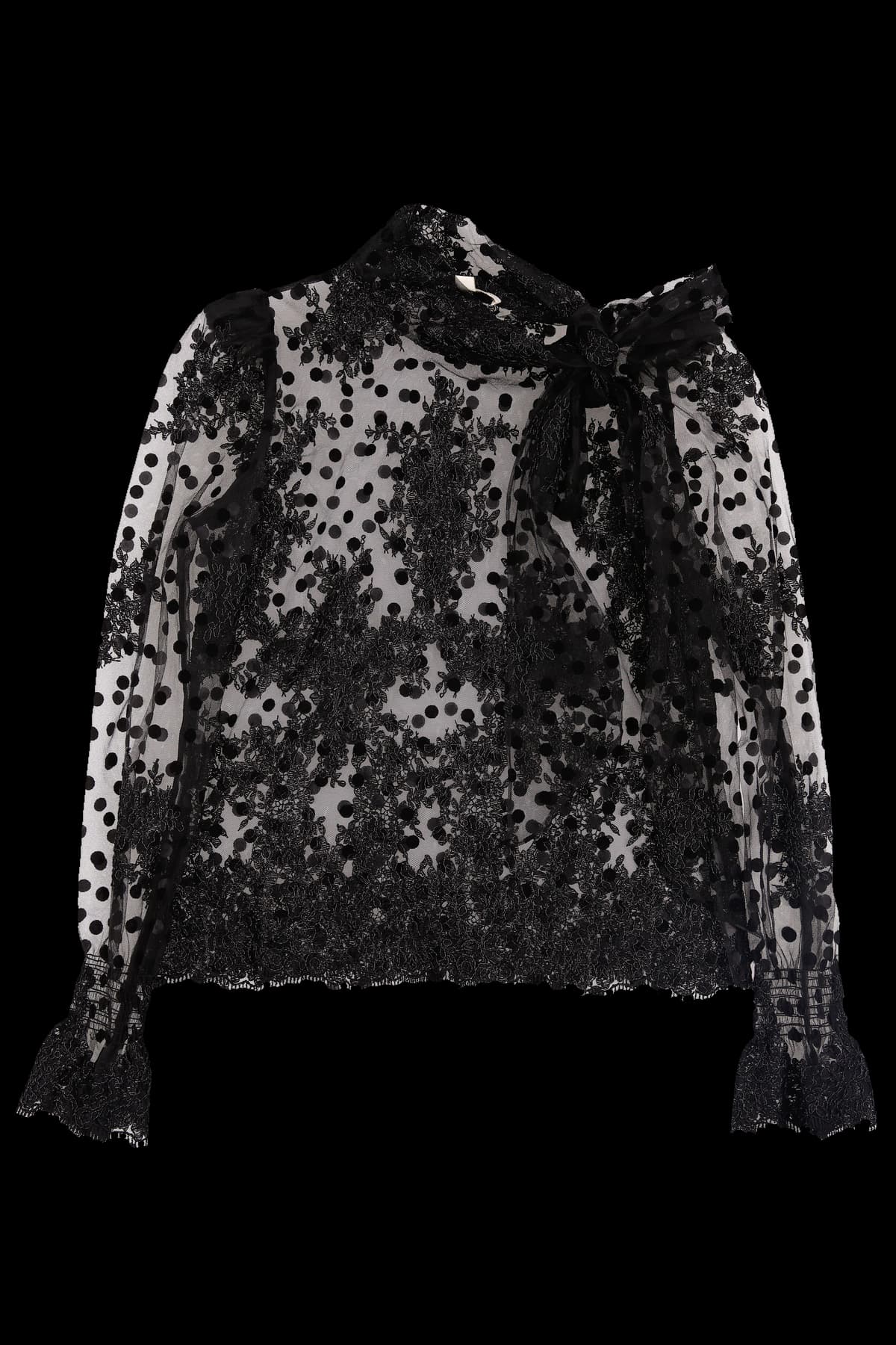 토트 시스루 레이스 블라우스