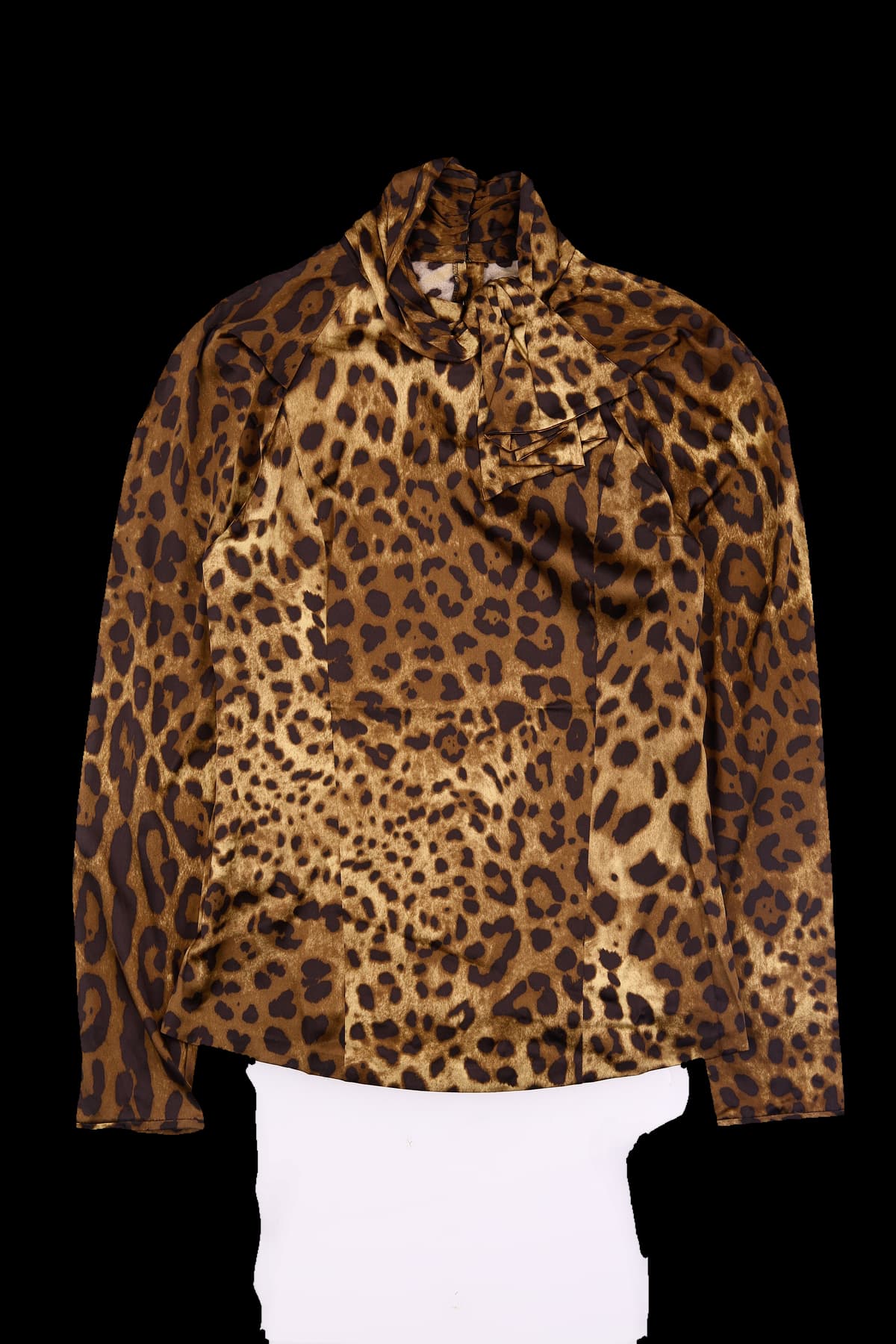 레오파드 리본 블라우스