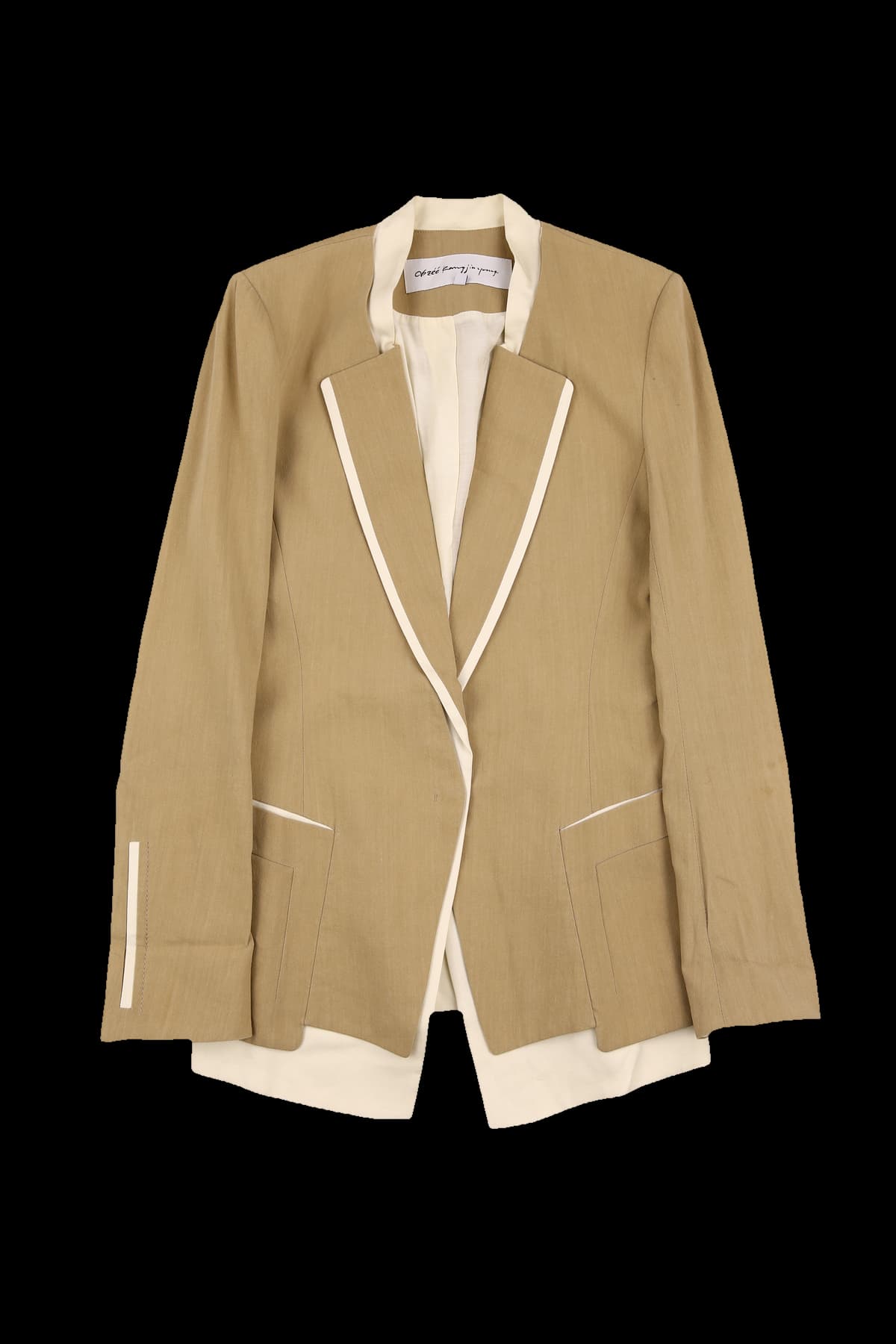 배색 라인 린넨 자켓