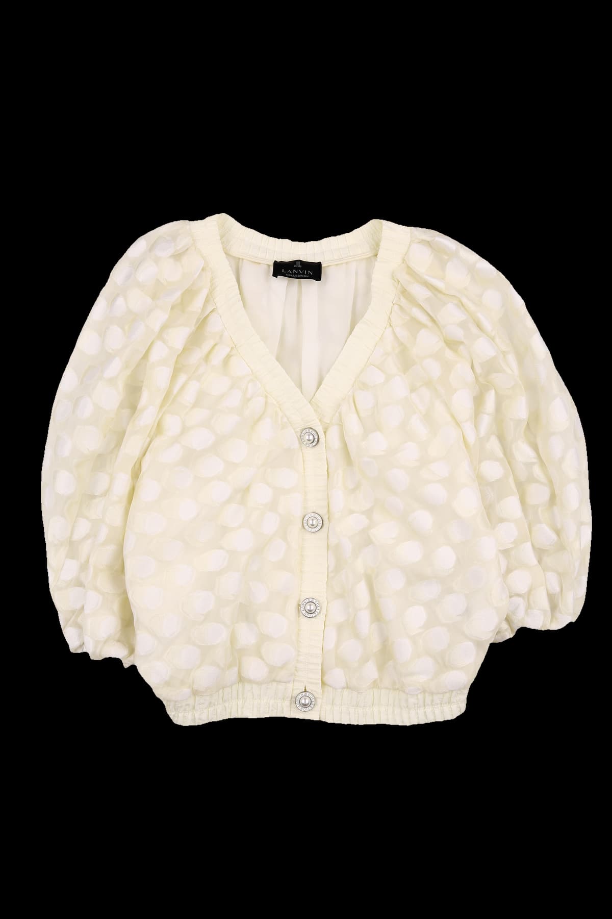 도트 버튼 퍼프 블라우스