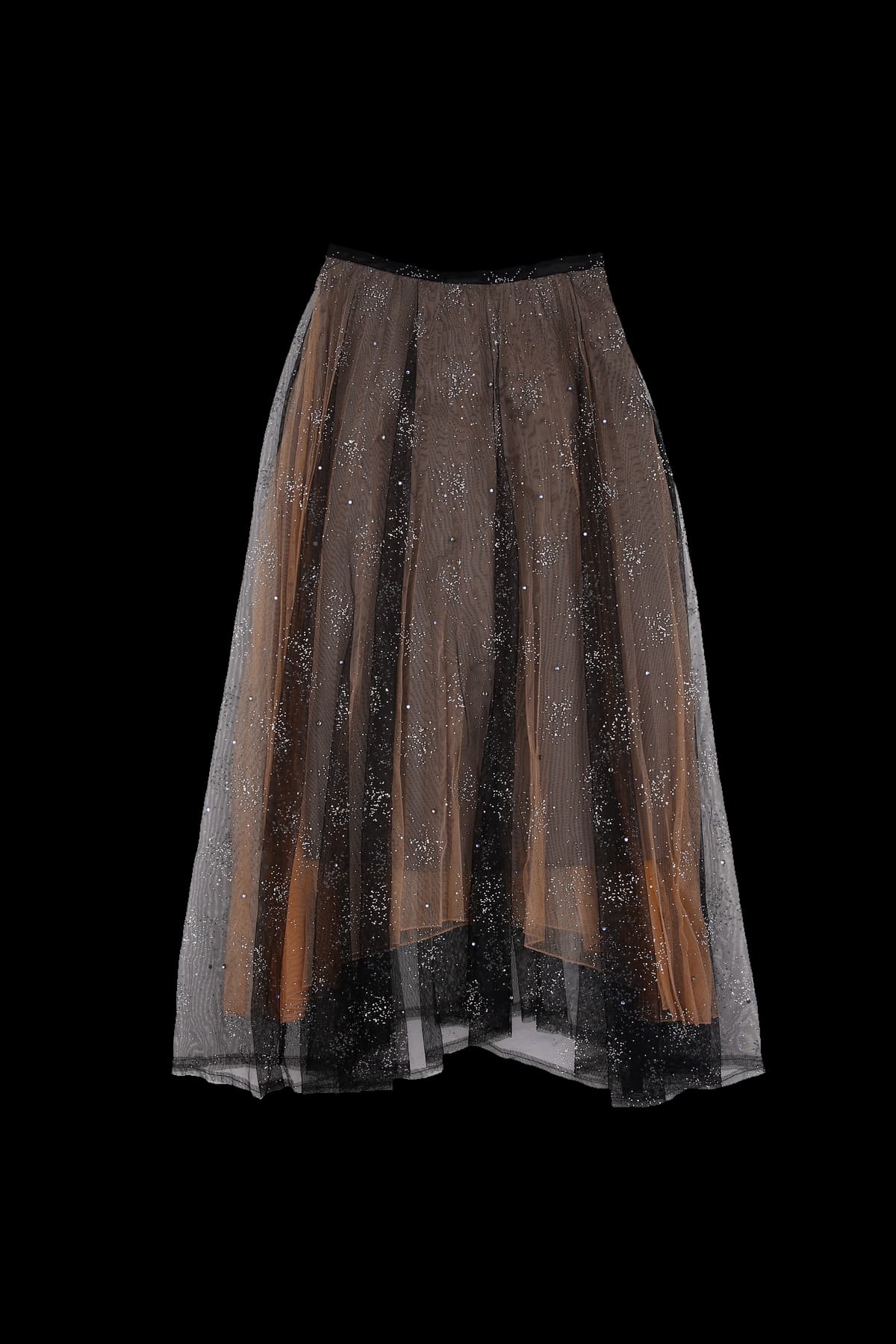 샤인 시스루 배색 스커트