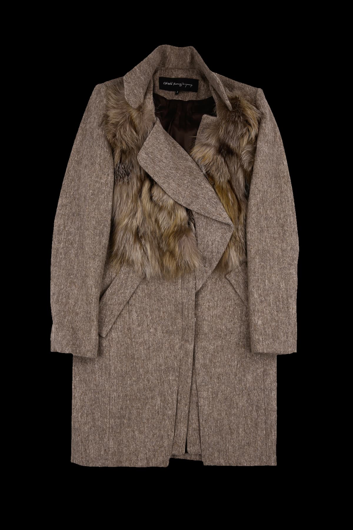 폭스 퍼 울 코트