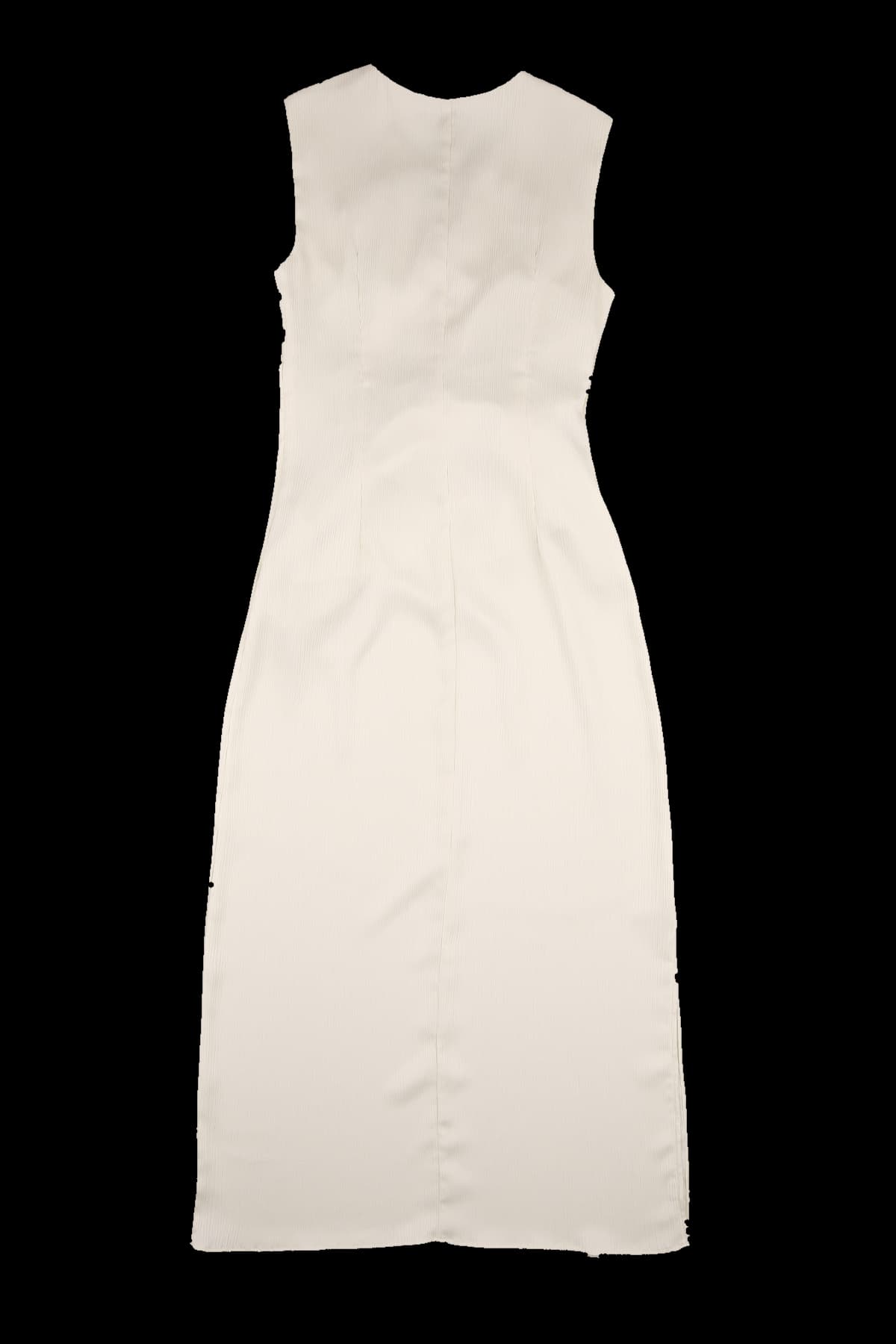 브이넥 슬리브리스 롱 드레스