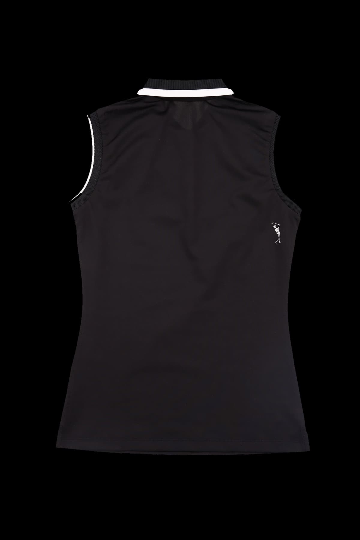 배색 민소매 카라티