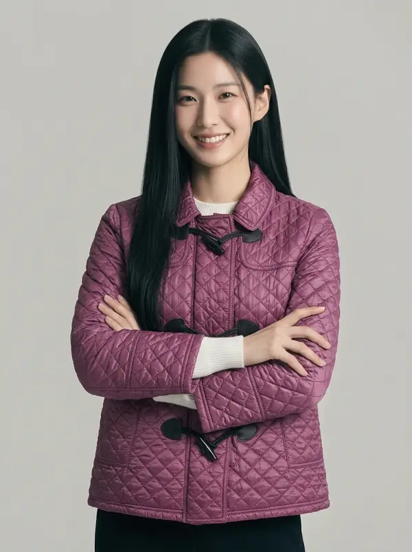 카라 체크 퀄팅 점퍼