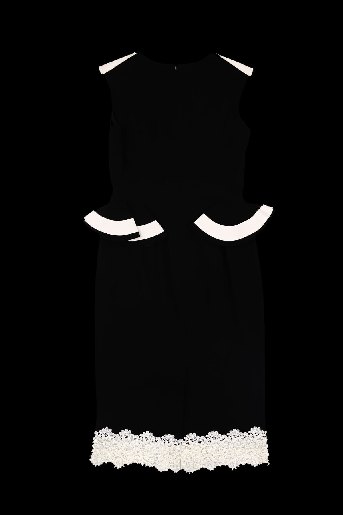 배색 라운드 민소매 원피스