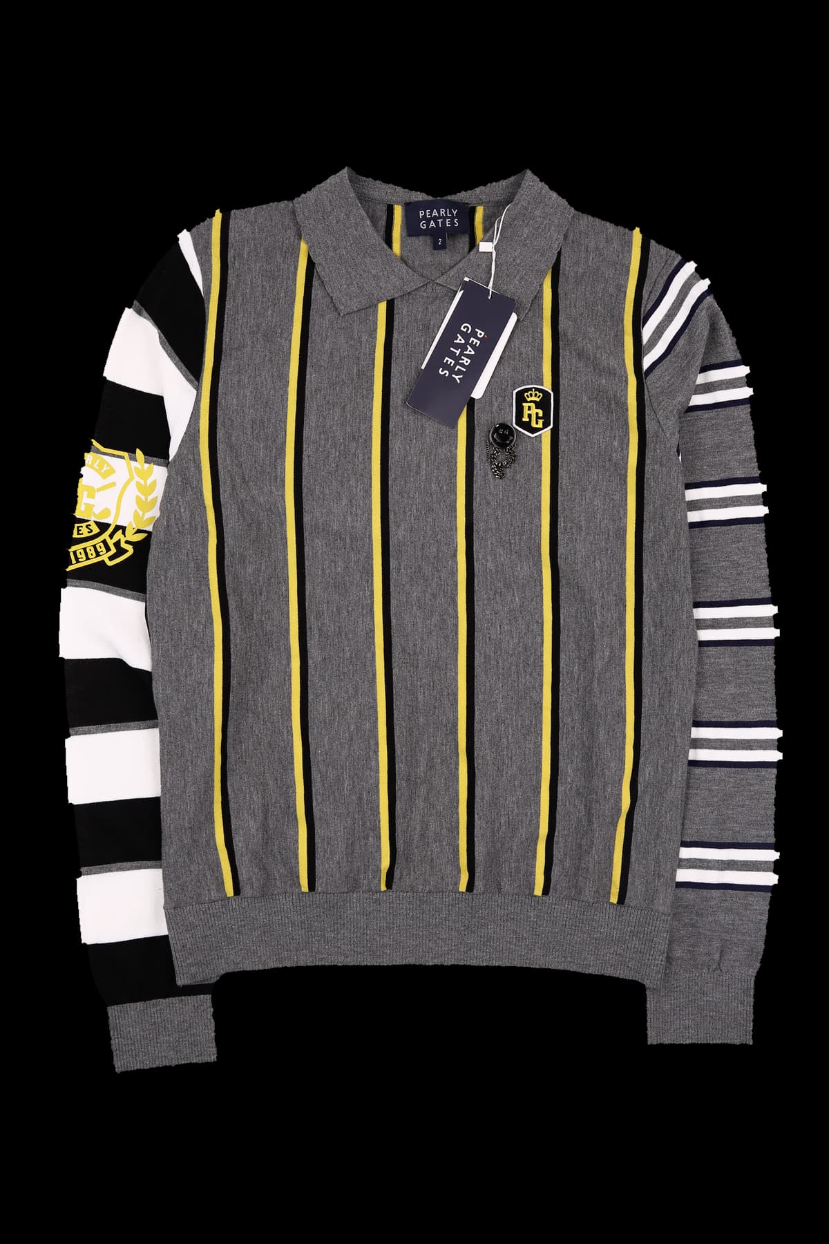 스마일 스트라이프 배색 니트