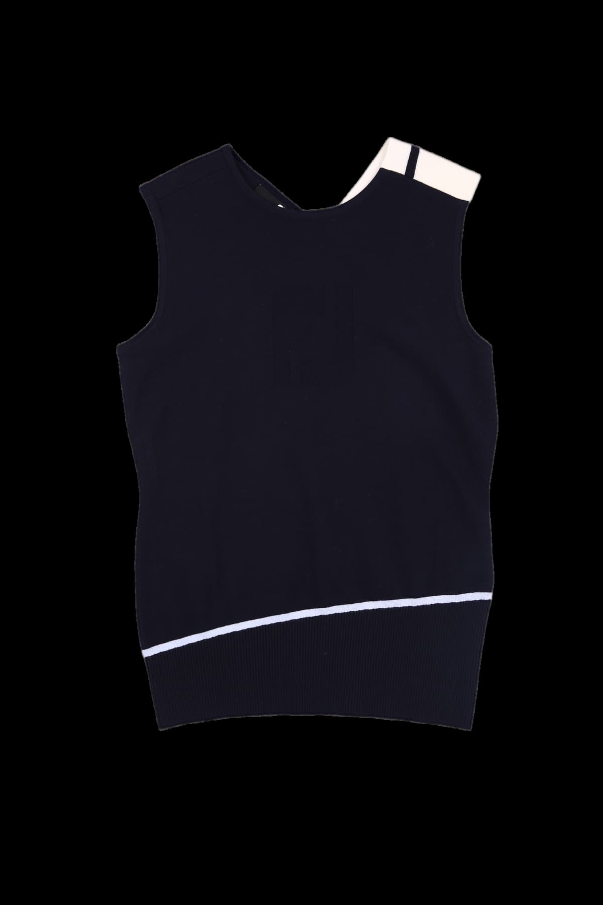 배색 슬리브리스 니트