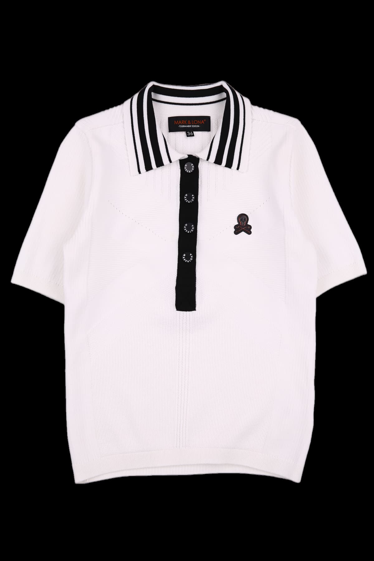 스트라이프 카라 반팔 니트