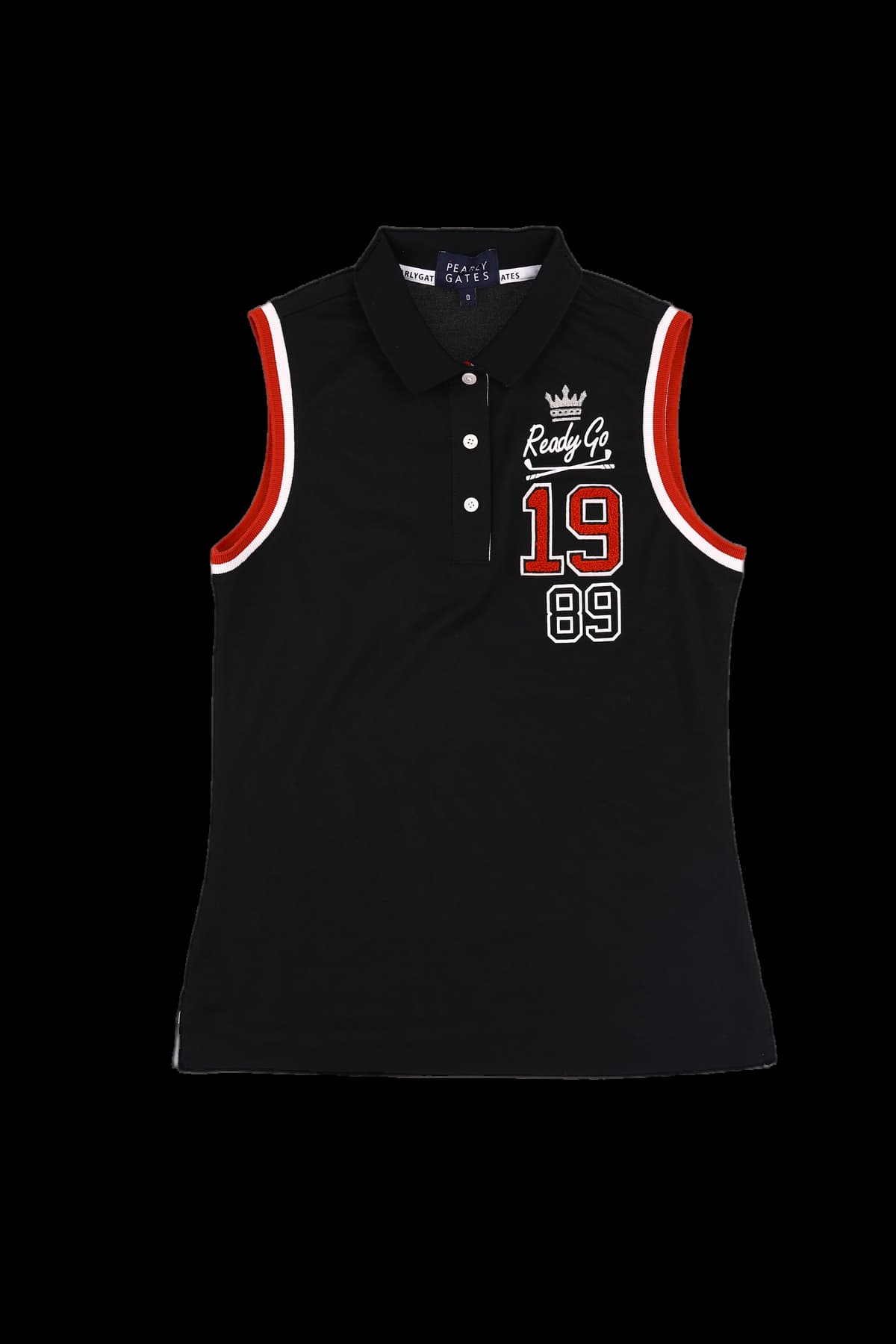 로고 슬리브리스 카라 티셔츠