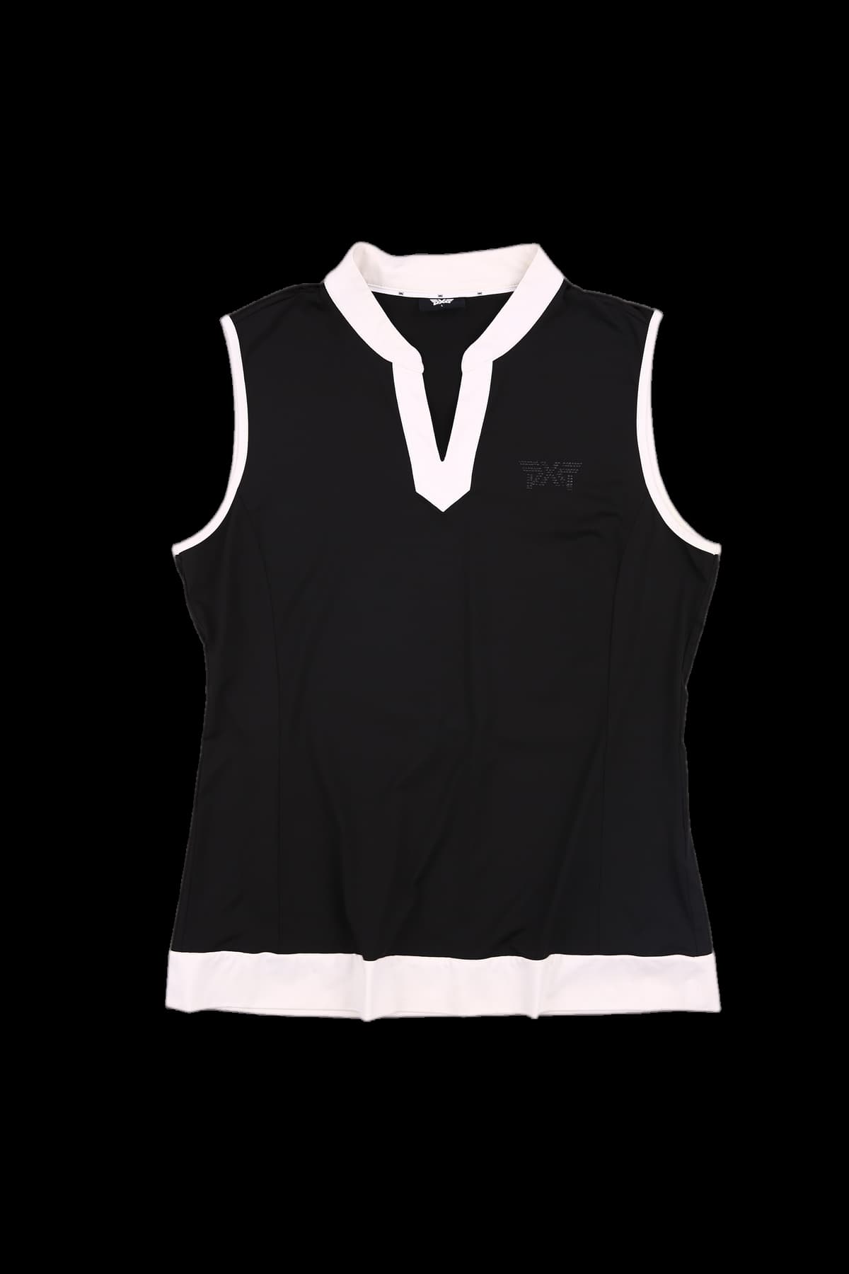 브이넥 배색 민소매