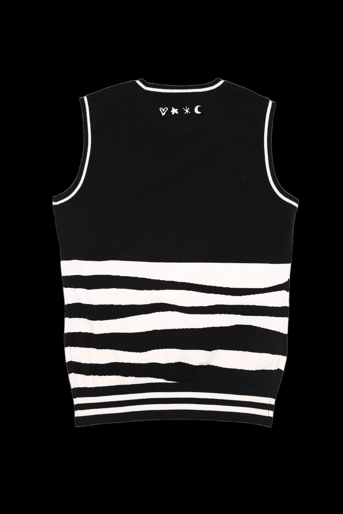 배색 민소매 니트