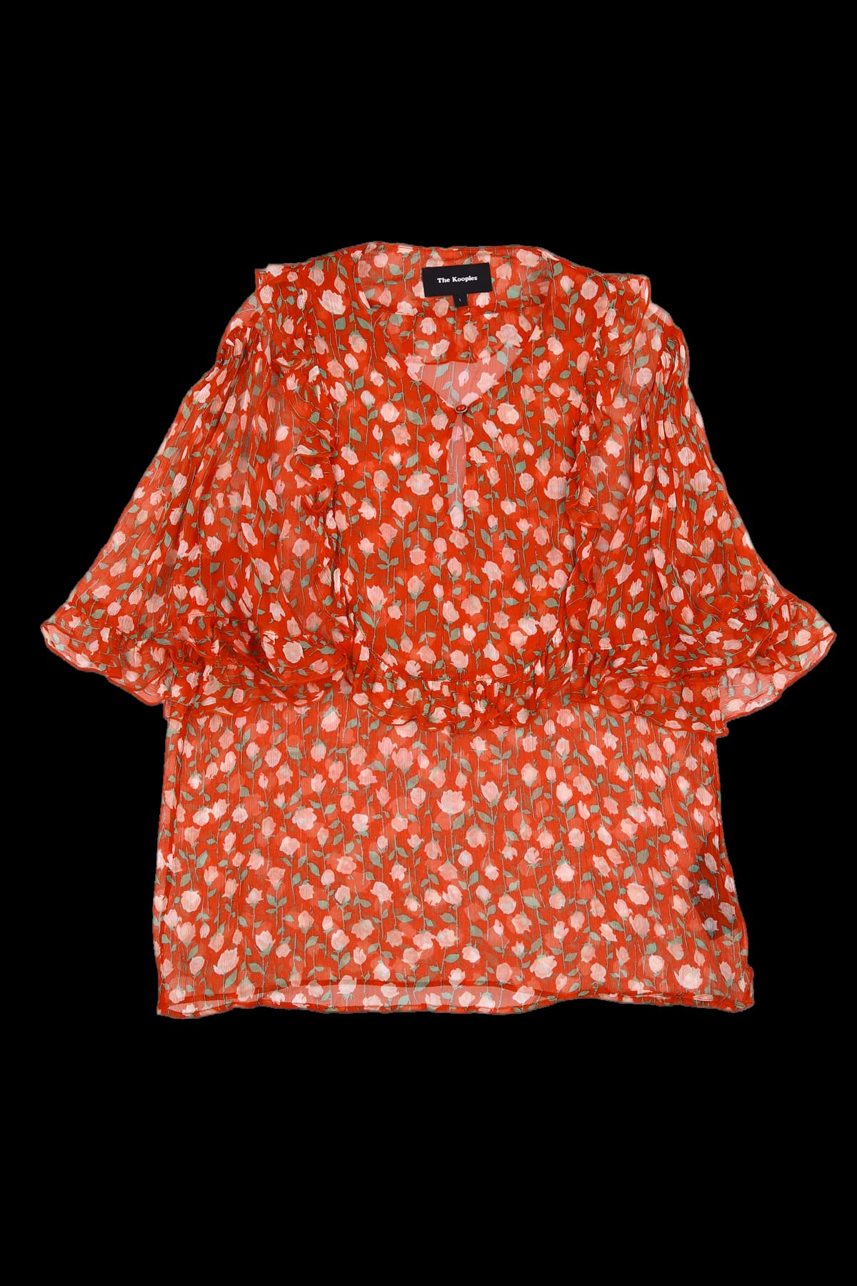 플로럴 시스루 블라우스