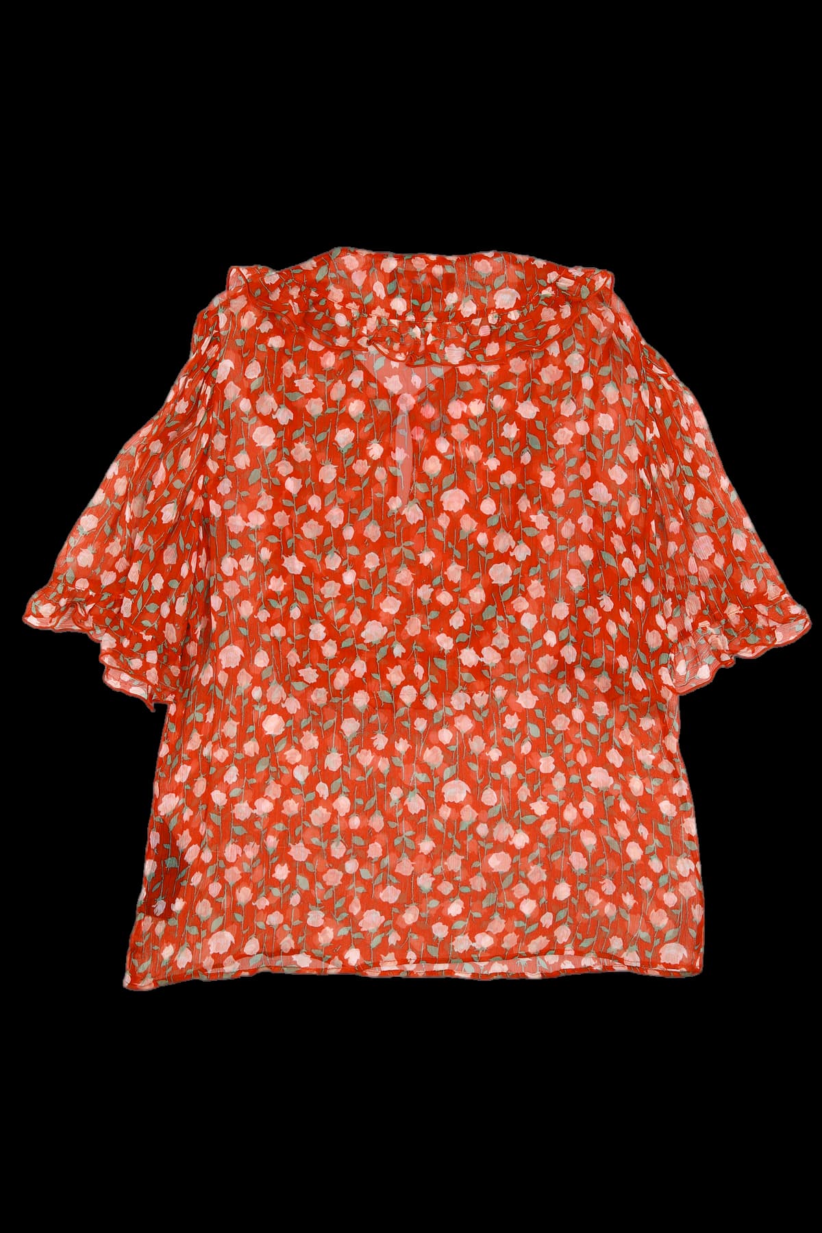 플로럴 시스루 블라우스