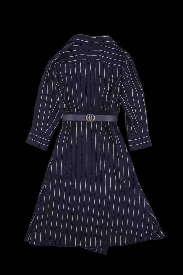 스트라이프 벨티드 원피스