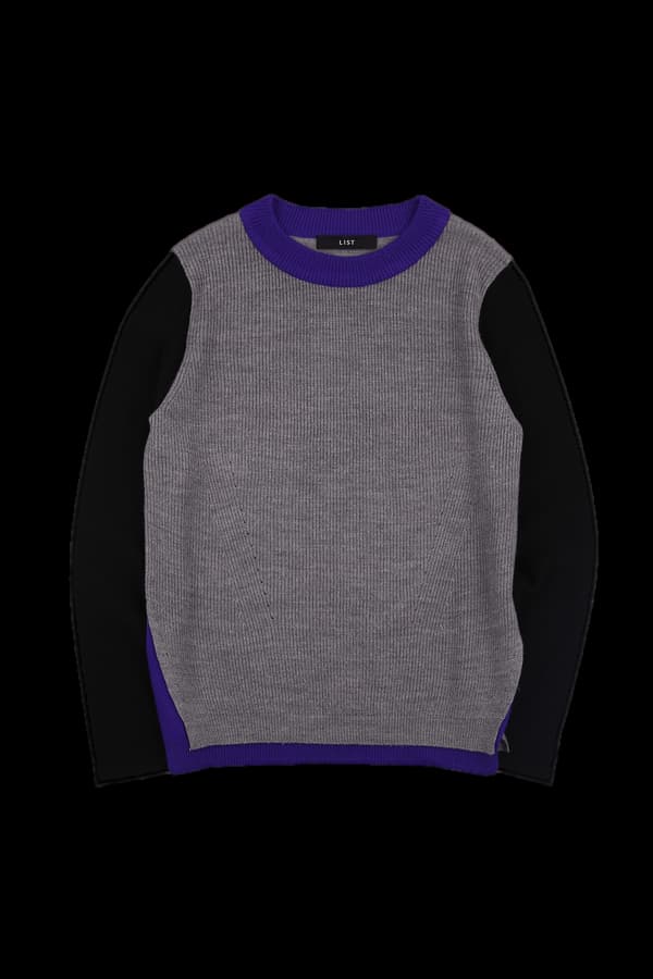 배색 긴팔 니트