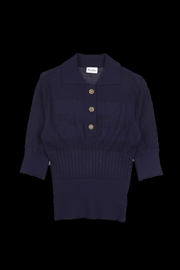 카라단추장식 반팔니트