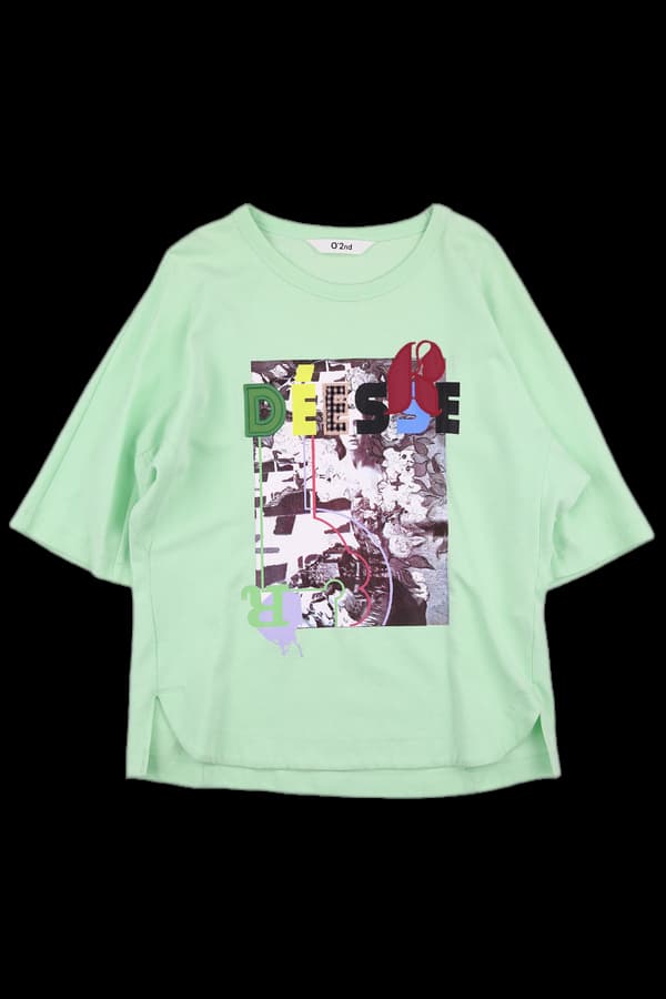 프린팅자수반팔티셔츠