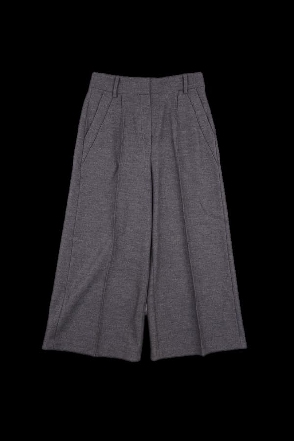 모직 와이드 8부 슬랙스