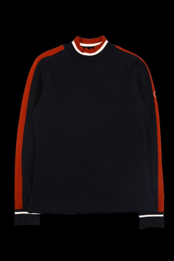 하이넥 배색 니트