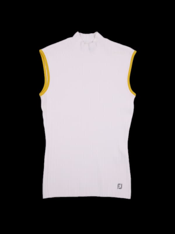 배색 하이넥 민소매 니트