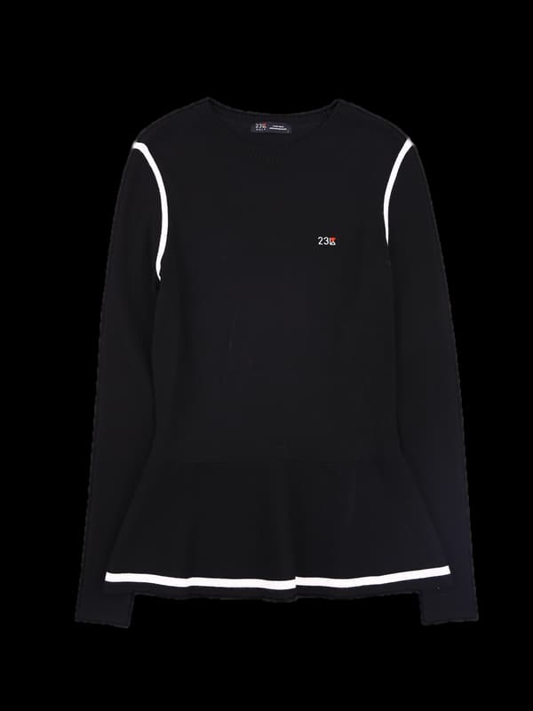 배색 프릴 긴팔니트